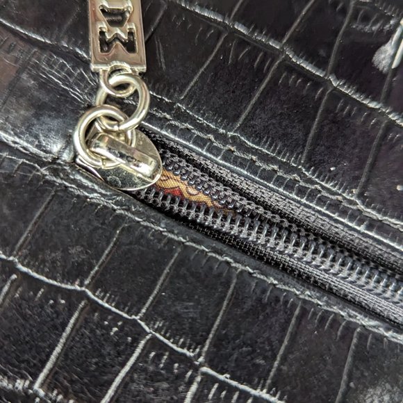 Brilliant Black Maxx New York Handbag / Purse Crocodile/Alligator Pattern - Picture 3 of 3